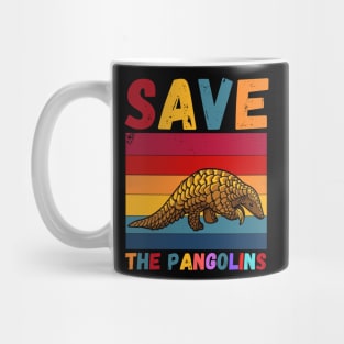 Save The Pangolins, Cute retro pangolin Mug